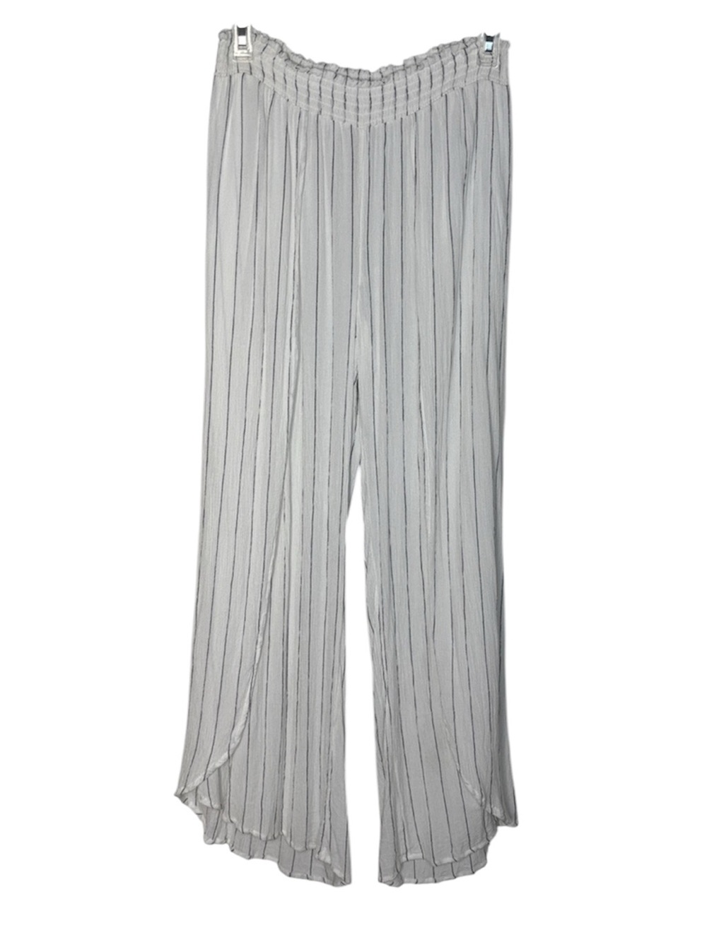 Billabong White Stripe Wide Leg Open Side Beach Pant Swim Cover Up Large